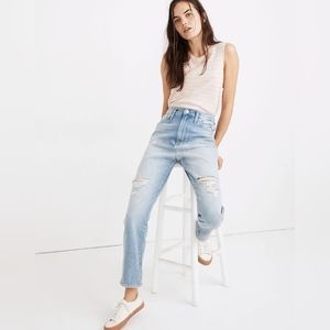 Madewell Mom Jean in Gilford Wash Ripped Edition 32